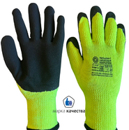 ЗП-0037 Перчатки зимние акриловые с вспененным латексом (салатовая) 10/360  - Производство и оптовая продажа хлопчатобумажных перчаток с ПВХ-покрытием, Екатеринбург